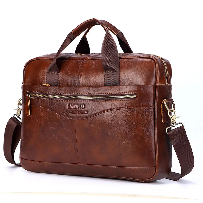 Slim & Spacious Genuine Leather Business | Laptop Bag with Organized Interior