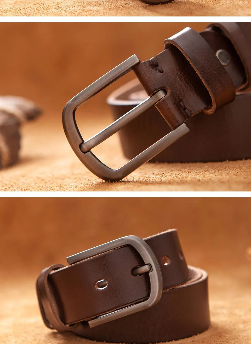 Luxury Top Cowhide Genuine Leather Belt – Durable Vintage Style for Men