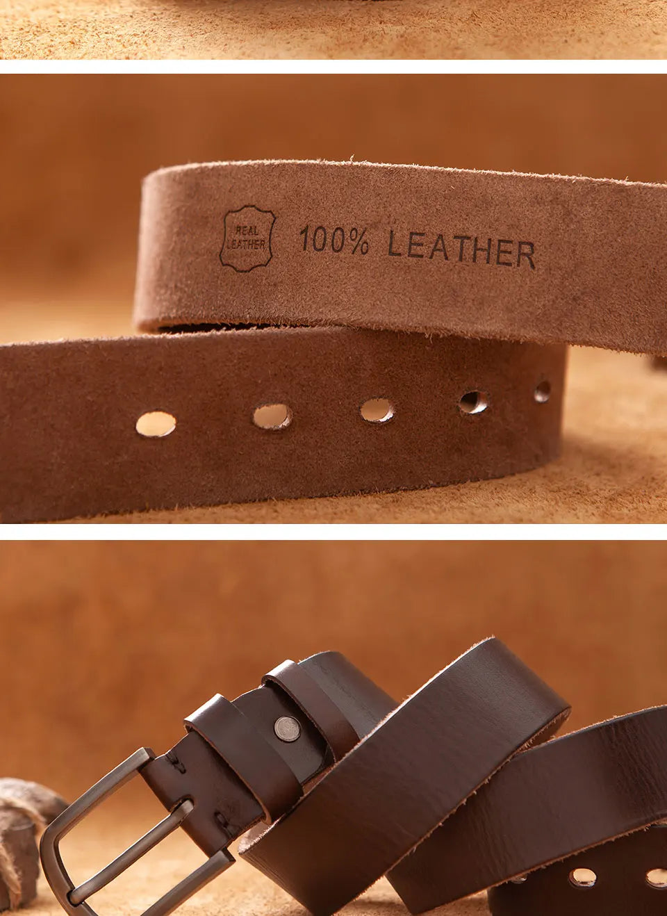 Luxury Top Cowhide Genuine Leather Belt – Durable Vintage Style for Men