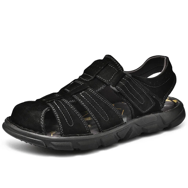 Genuine Leather Gladiator Sandals– Easy Hook & Loop Closure
