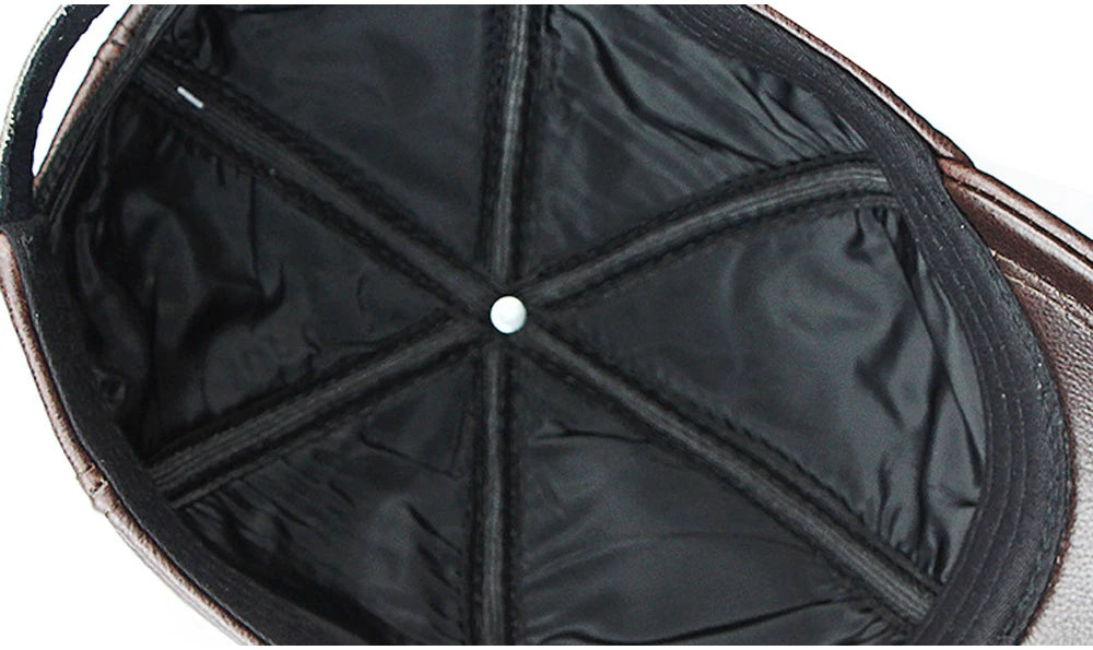 Genuine Leather Baseball Cap – Adjustable Hat for Men & Women