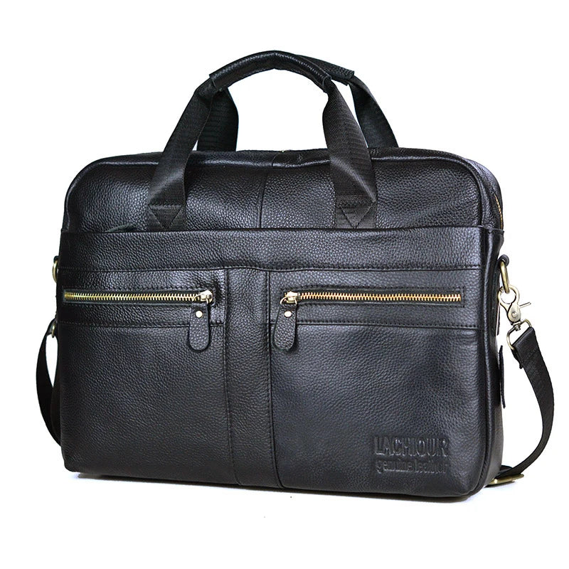 Slim & Spacious Genuine Leather Business | Laptop Bag with Organized Interior