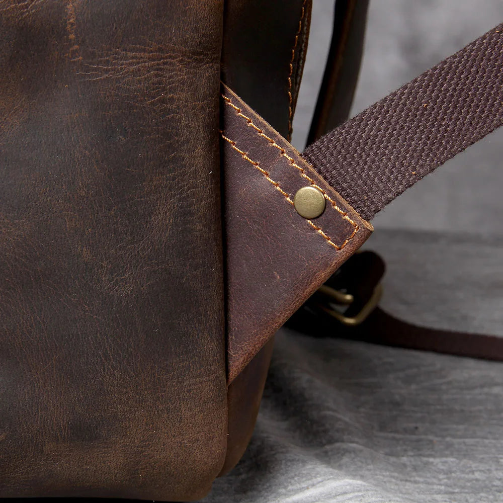 Vintage Crazy Horse Leather Backpack | Laptop & Travel Bag