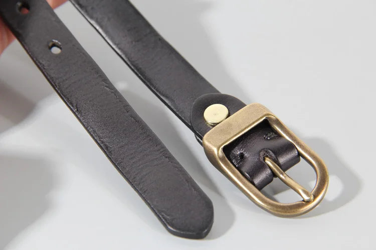 Women’s Genuine Leather Belt – Narrow, Retro Style
