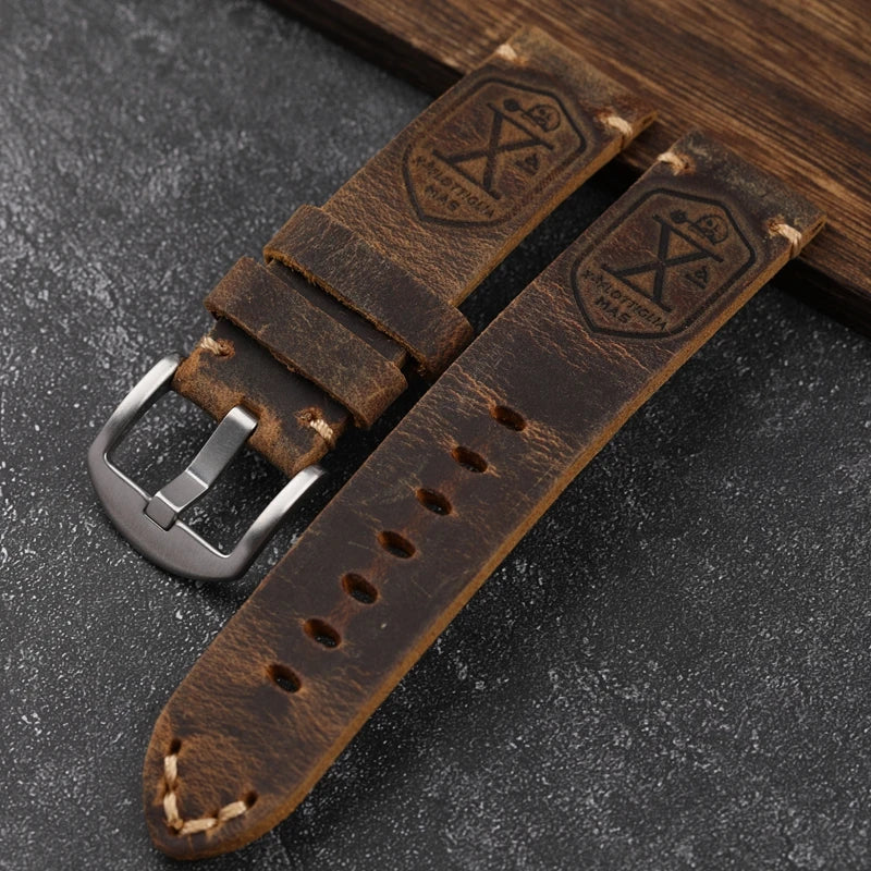 Genuine Leather Watch Band – Unisex Fit with Tools Included