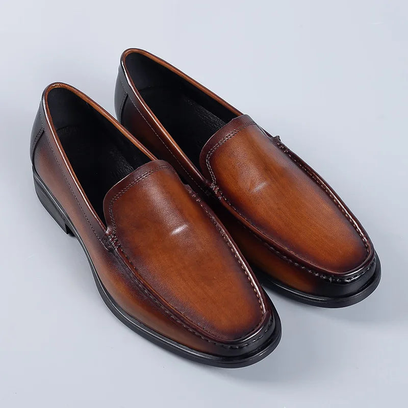 Premium Cowhide Leather Pointed-Toe Loafers | Formal Shoe – Elegant & Comfortable