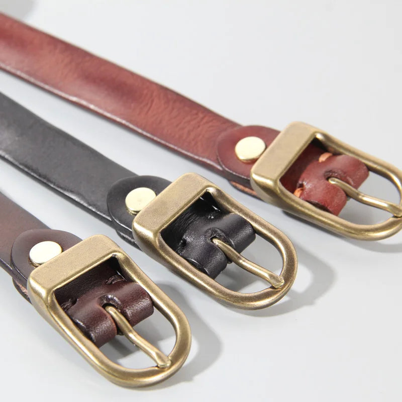 Women’s Genuine Leather Belt – Narrow, Retro Style