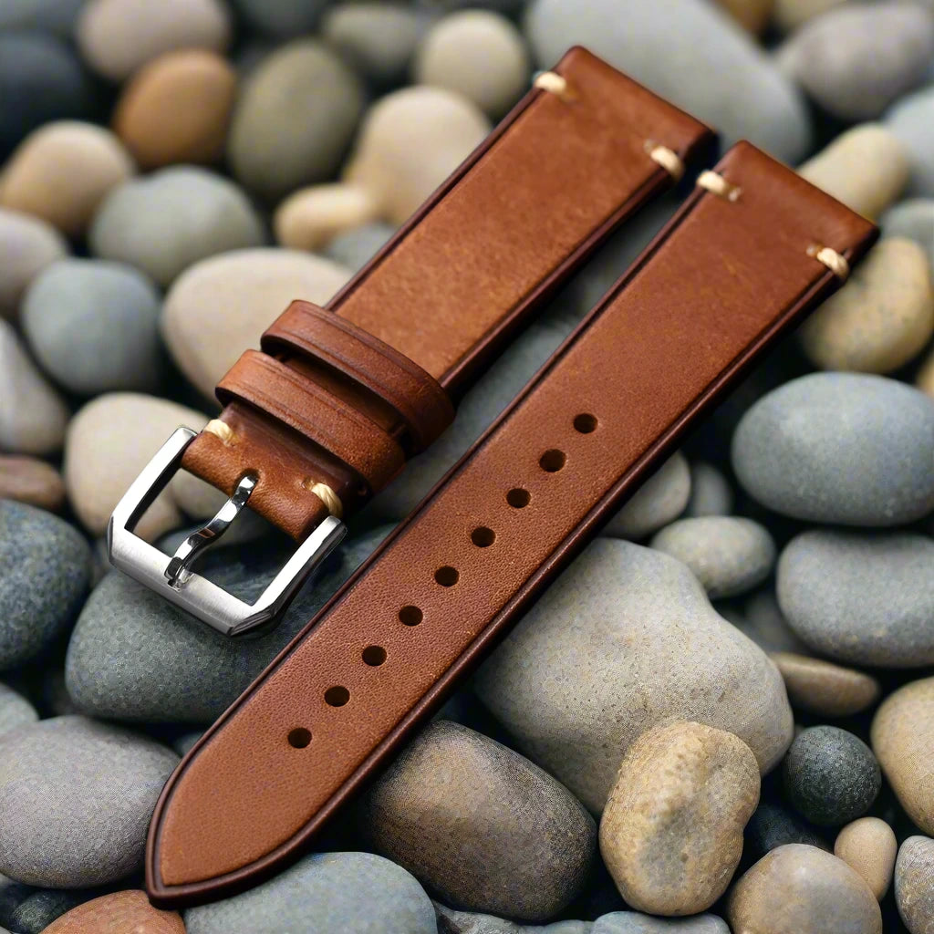 Elegant Genuine Leather Watchband – Stainless Steel Buckle