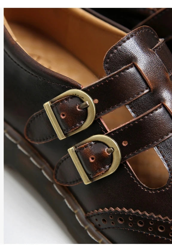 Women’s Genuine Leather Loafers – Vintage Slip-On Oxford Flats
