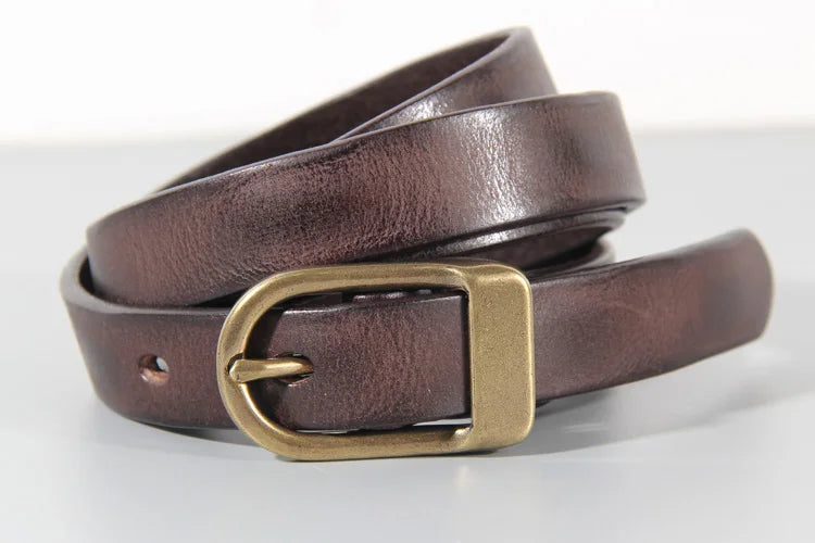 Women’s Genuine Leather Belt – Narrow, Retro Style