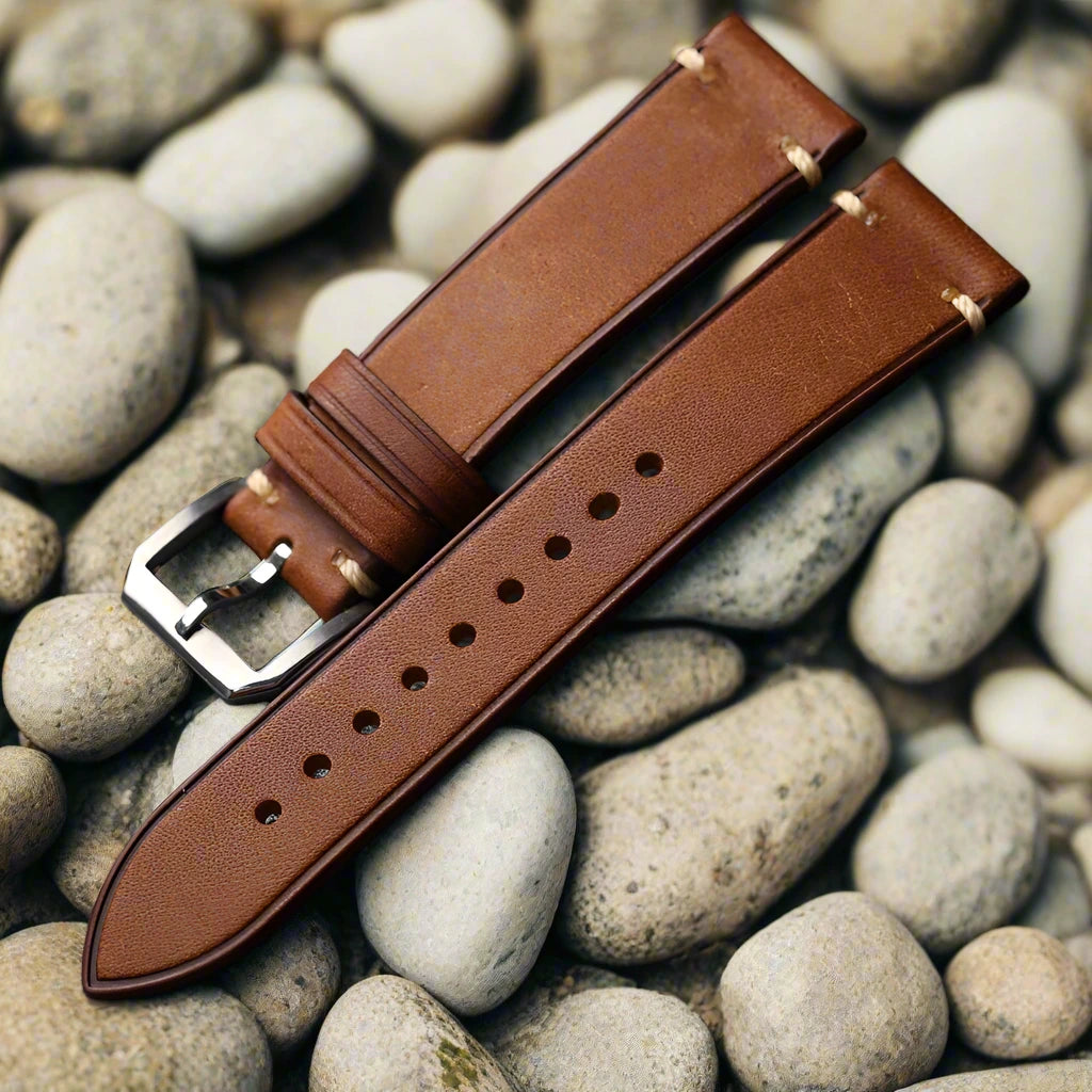Elegant Genuine Leather Watchband – Stainless Steel Buckle