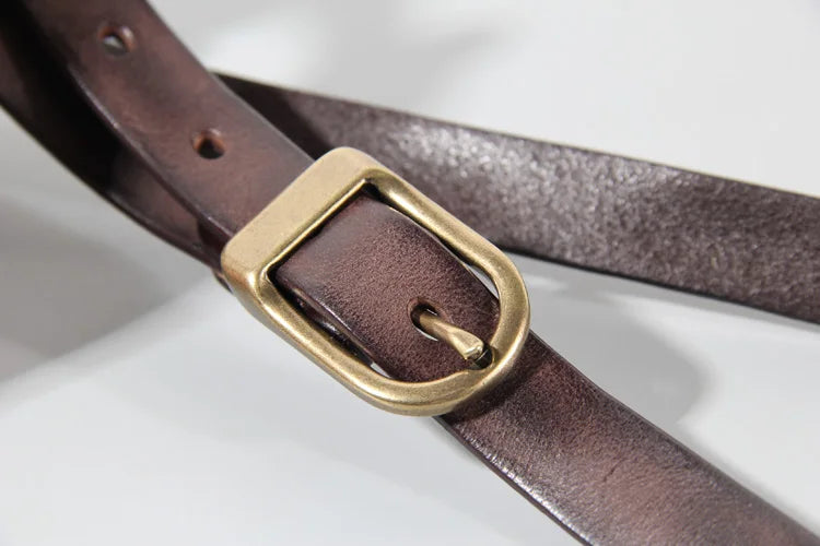Women’s Genuine Leather Belt – Narrow, Retro Style