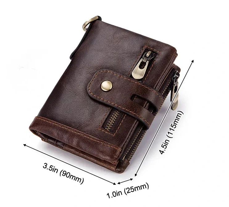 Women’s Genuine Leather Wallet – Double Zipper & Clutch Style with Coin Pocket