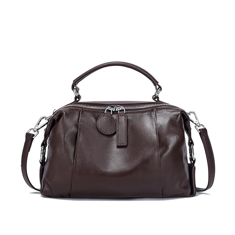 Women’s Cowhide Leather Satchel – Spacious & Stylish Bag