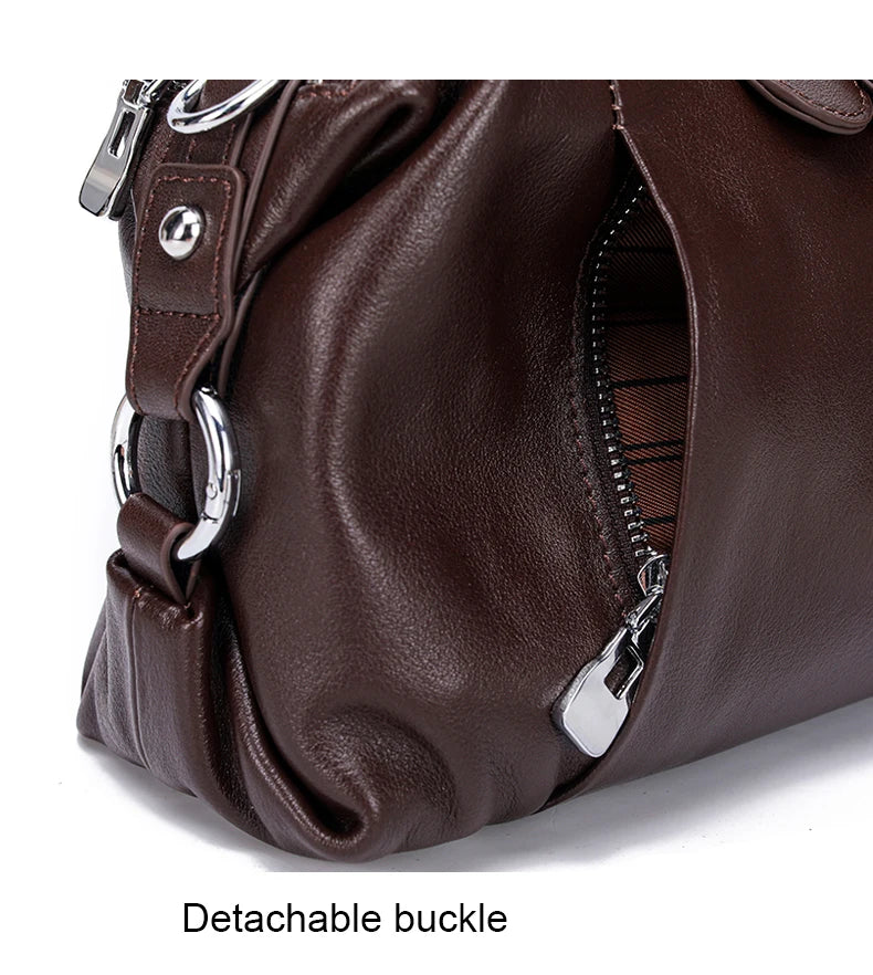 Women’s Cowhide Leather Satchel – Spacious & Stylish Bag