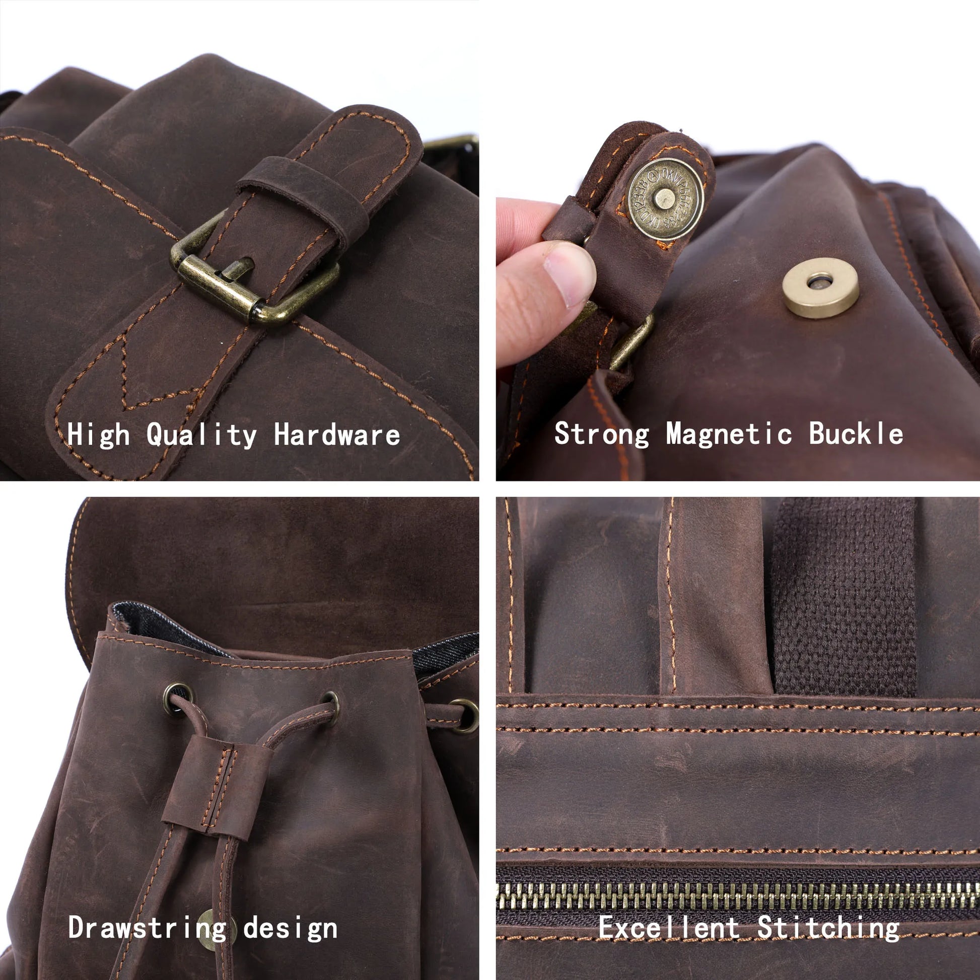 Vintage Backpack – Full-Grain Genuine Leather for Women