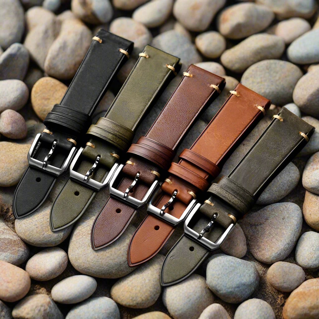 Elegant Genuine Leather Watchband – Stainless Steel Buckle