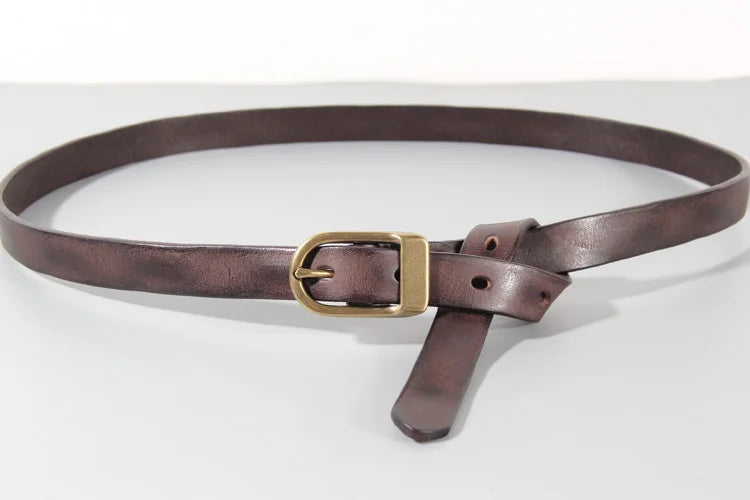 Women’s Genuine Leather Belt – Narrow, Retro Style