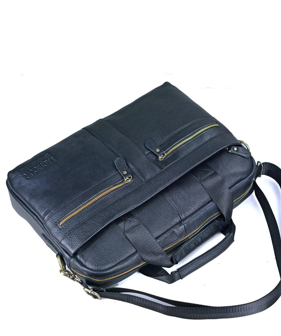 Slim & Spacious Genuine Leather Business | Laptop Bag with Organized Interior