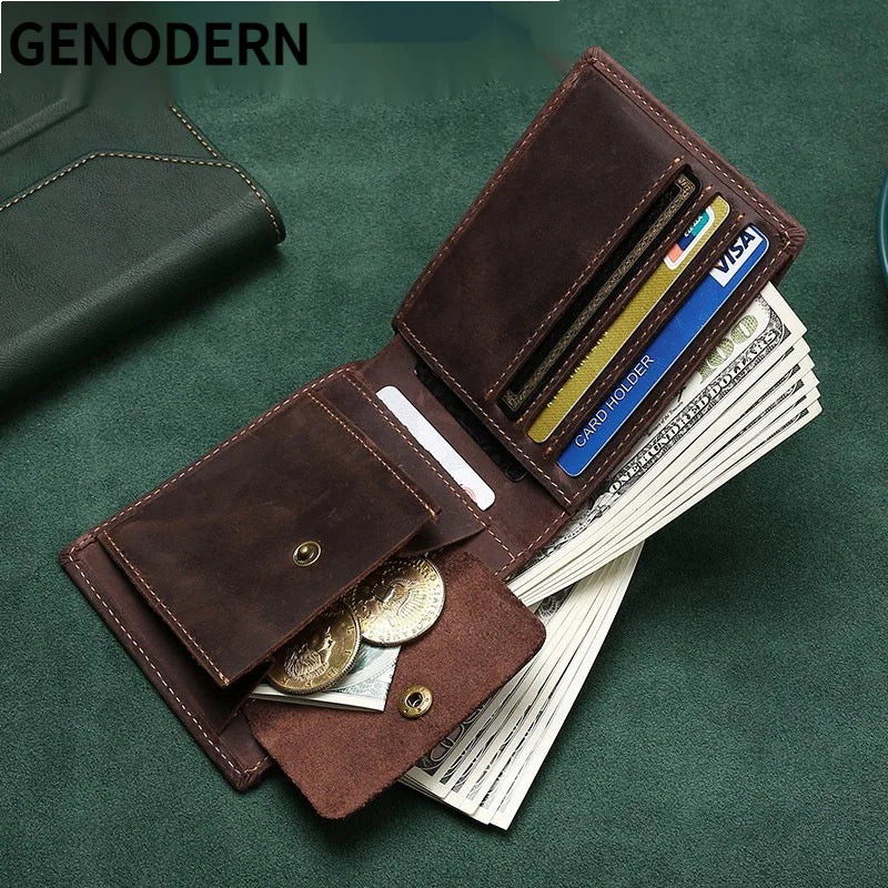 Men’s Genuine Leather Wallet – Compact & Vintage Look