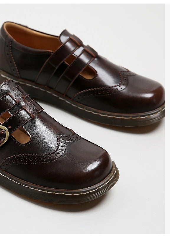 Women’s Genuine Leather Loafers – Vintage Slip-On Oxford Flats