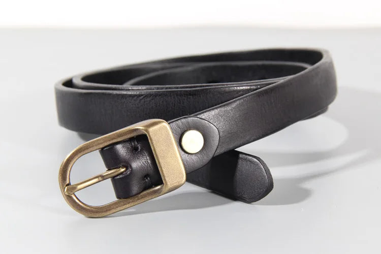 Women’s Genuine Leather Belt – Narrow, Retro Style