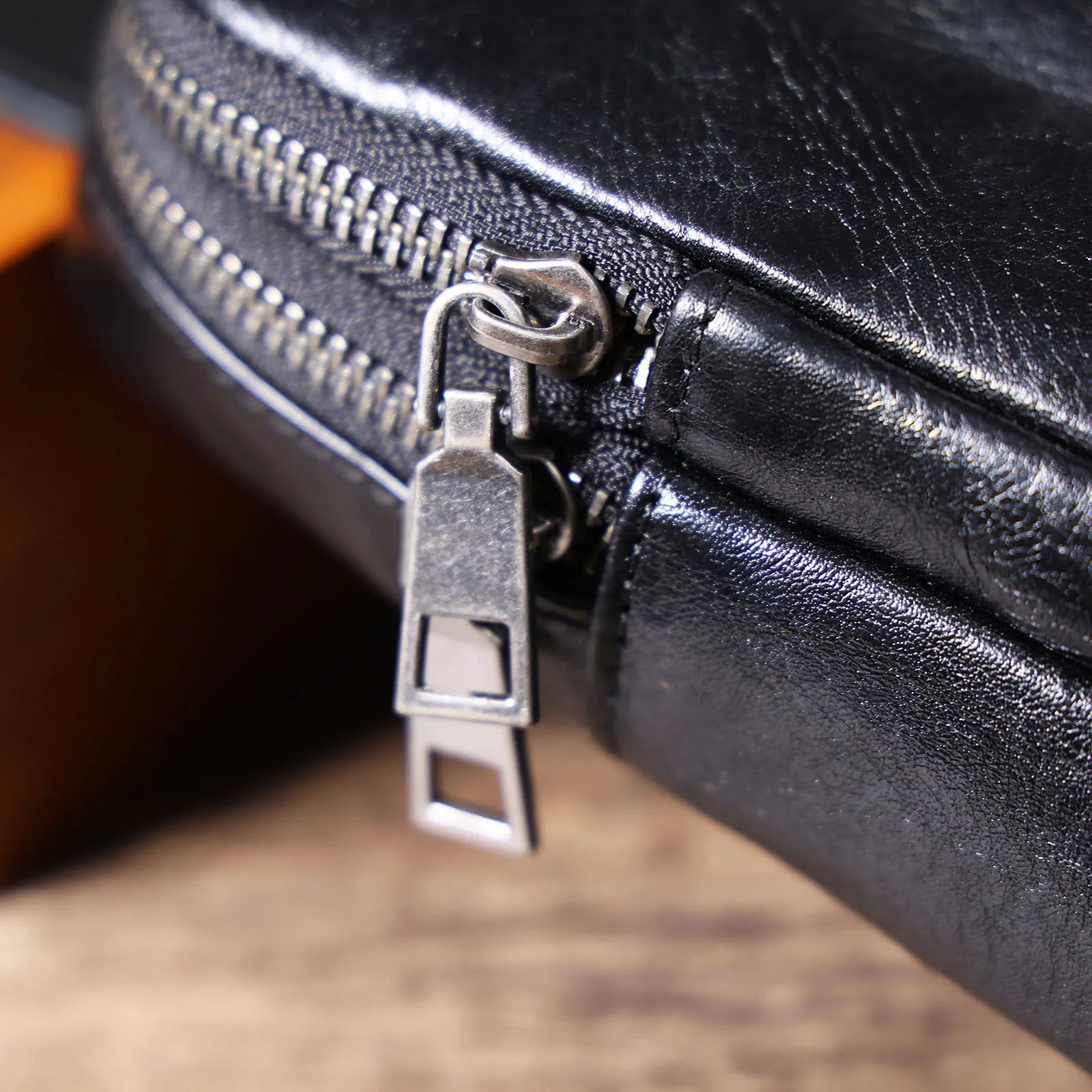 Genuine Leather Crossbody Bag – Zippered with Organic Cotton, Daily Carry