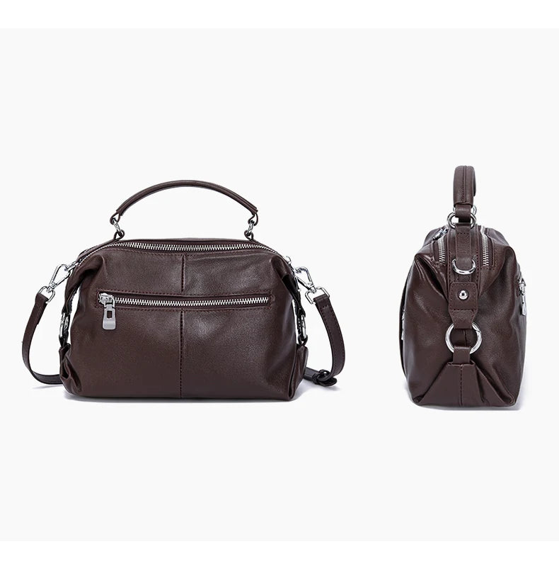 Women’s Cowhide Leather Satchel – Spacious & Stylish Bag