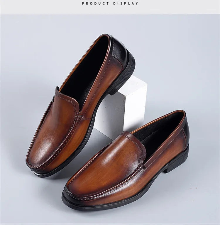 Premium Cowhide Leather Pointed-Toe Loafers | Formal Shoe – Elegant & Comfortable