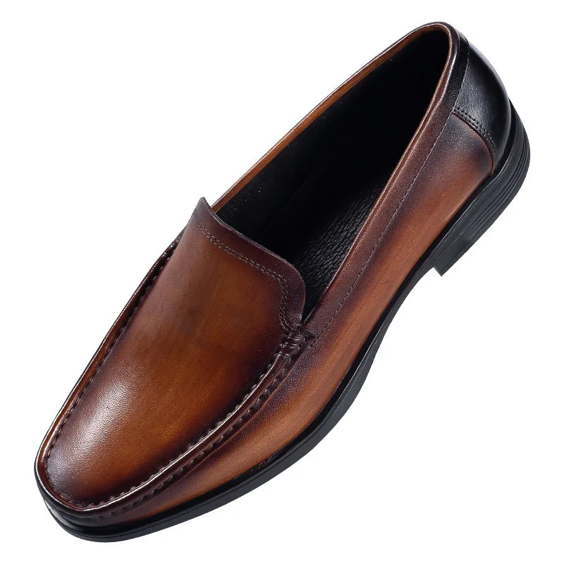 Premium Cowhide Leather Pointed-Toe Loafers | Formal Shoe – Elegant & Comfortable