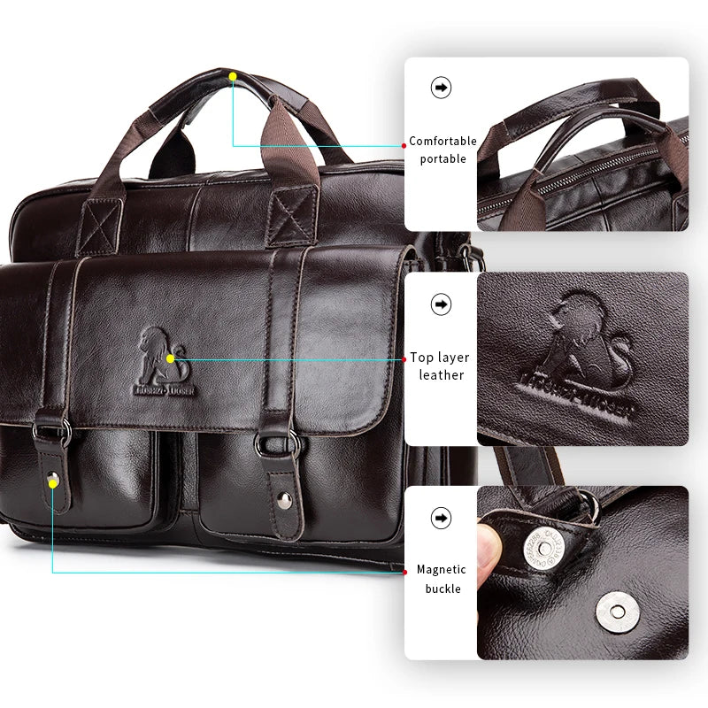 Organized Genuine Leather Briefcase | Business Bag with Laptop Slot