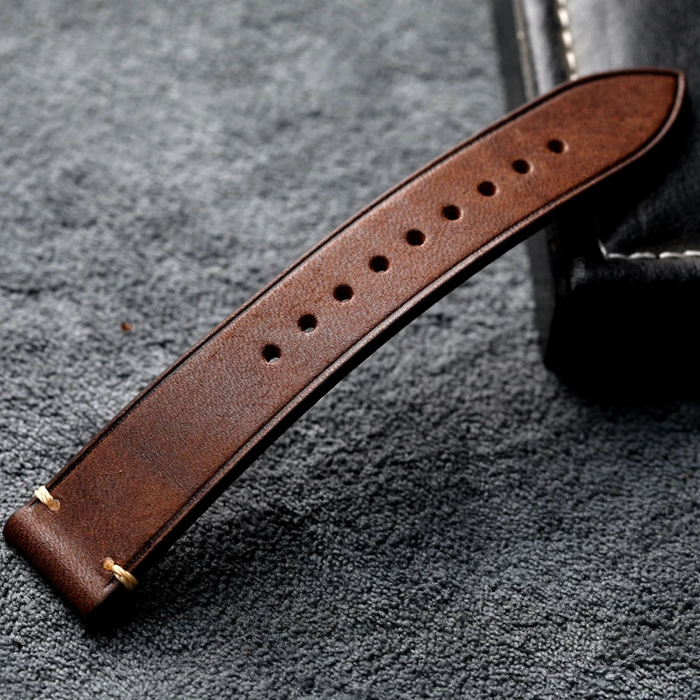 Elegant Genuine Leather Watchband – Stainless Steel Buckle