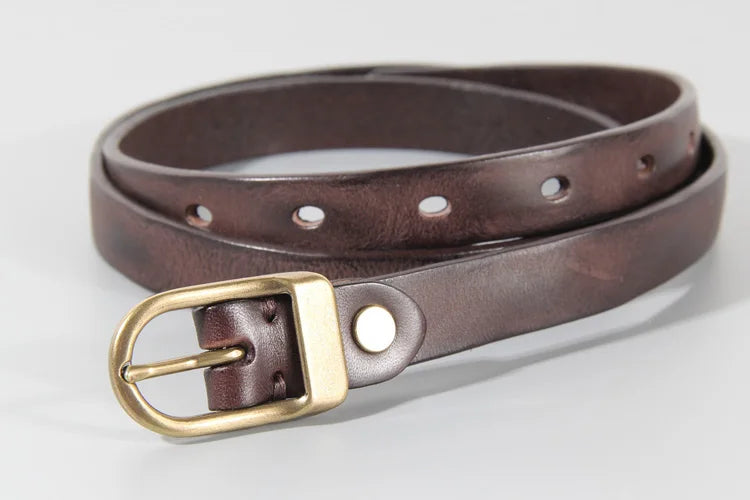 Women’s Genuine Leather Belt – Narrow, Retro Style