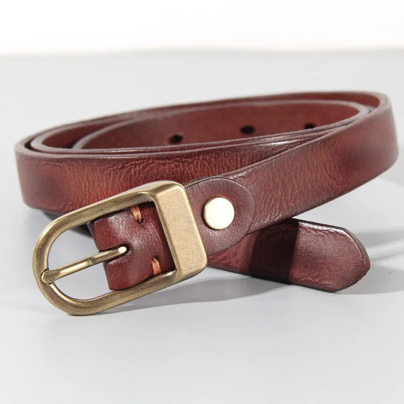 Women’s Genuine Leather Belt – Narrow, Retro Style