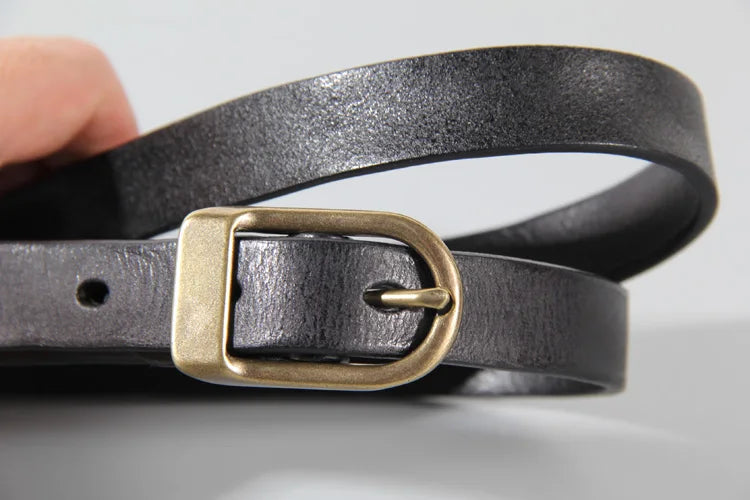 Women’s Genuine Leather Belt – Narrow, Retro Style