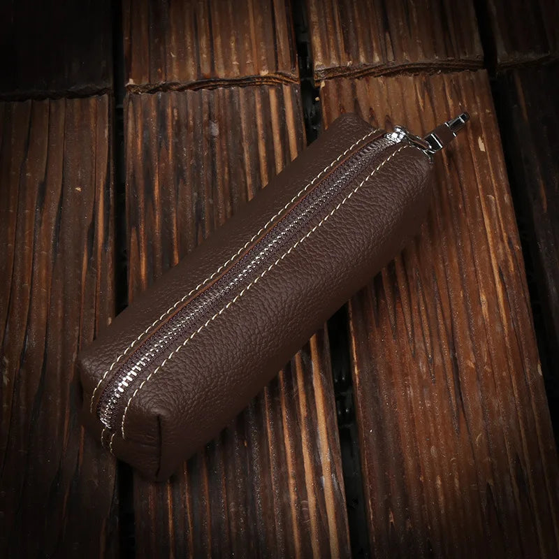 Genuine Cowhide Leather Key Wallet – Barrel Shape, Lightweight & Stylish