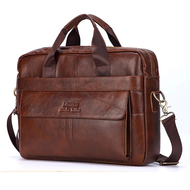 Slim & Spacious Genuine Leather Business | Laptop Bag with Organized Interior
