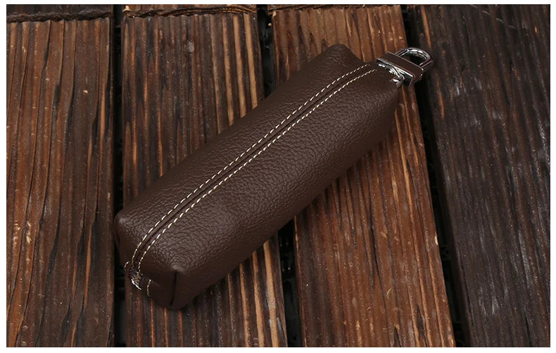 Genuine Cowhide Leather Key Wallet – Barrel Shape, Lightweight & Stylish
