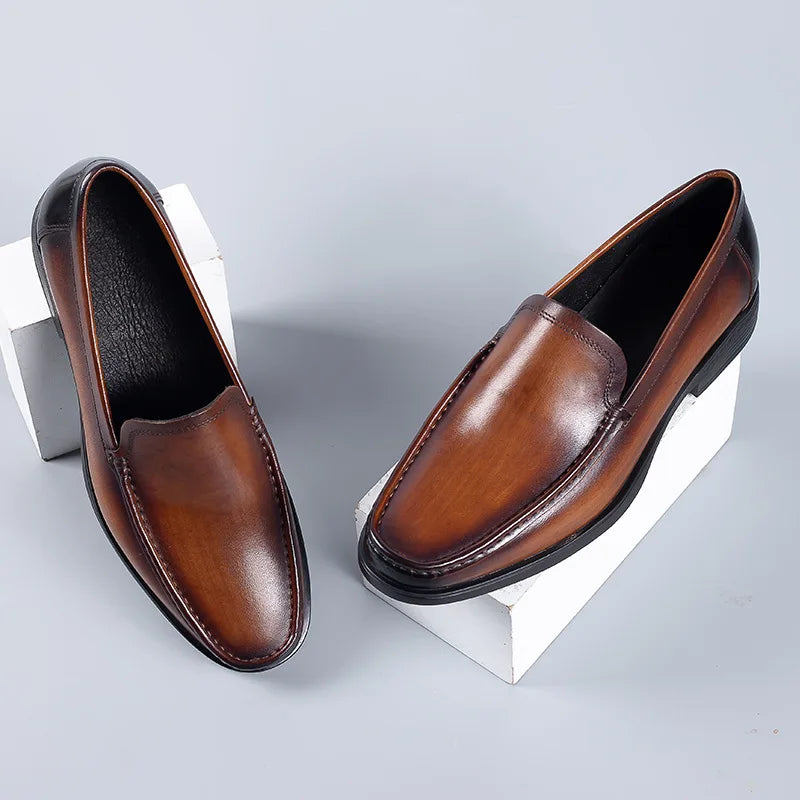 Premium Cowhide Leather Pointed-Toe Loafers | Formal Shoe – Elegant & Comfortable