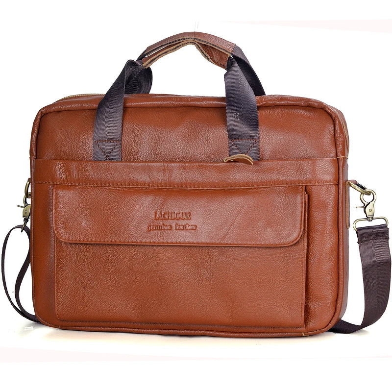 Slim & Spacious Genuine Leather Business | Laptop Bag with Organized Interior